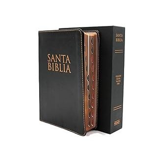 Custom RVR 1960 Biblia letra grande tamaño manual edición de lujo Celestial, negro símil piel con índice